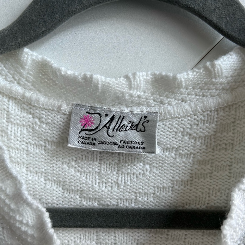 Women's vintage white D'Allaird's cable-knit cardigan sweater size L - Picture 3 of 10